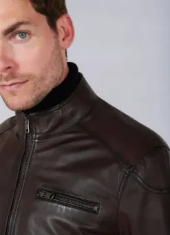 Blouson cuir avec col amovible-jerem Cheap