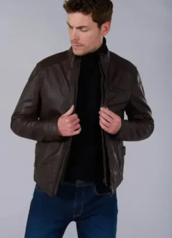 Blouson cuir avec col amovible-jerem Cheap