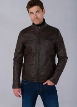 Blouson cuir avec col amovible-jerem Cheap