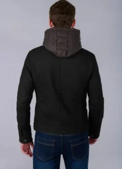 Blouson en cuir avec capuche amovible-jerem Fashion