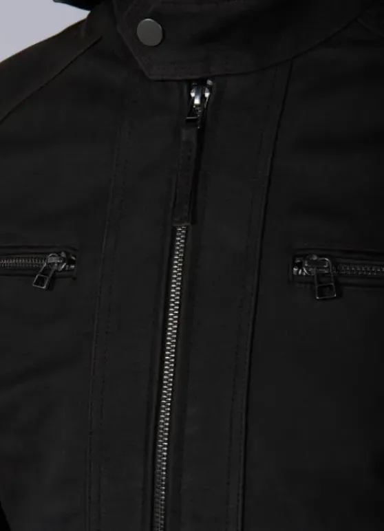 Blouson en cuir avec capuche amovible-jerem Fashion