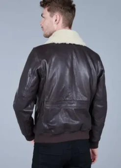 Blouson en cuir avec col amovible-jerem Fashion