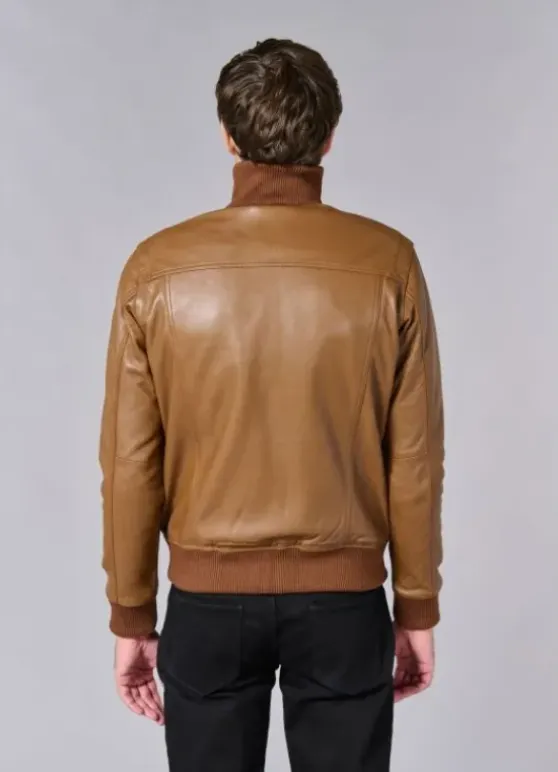 Blouson en cuir avec poches plaquées à rabats-jerem Best