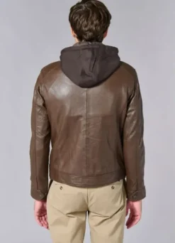 Blouson en cuir à col montant-jerem Hot