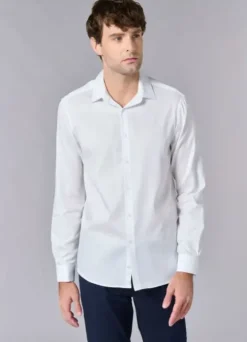 Chemise cérémonie texturée en pur coton – Coupe ajustée-jerem Store