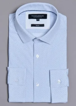 Chemise en matière stretch infroissable à imprimé géométrique – Slim fit-jerem Clearance
