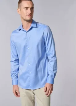 Chemise à rayures en biais en coton – Sans repassage – Comfort fit-jerem Best