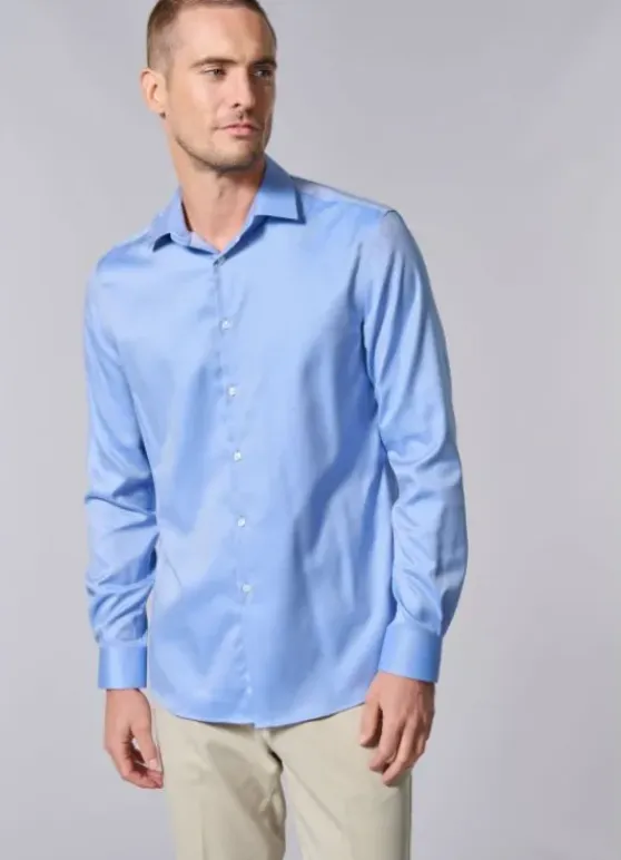 Chemise à rayures en biais en coton – Sans repassage – Comfort fit-jerem Best
