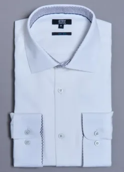 Chemise texturée en pur coton Coupe ajustée – REPASSAGE FACILE-jerem Outlet