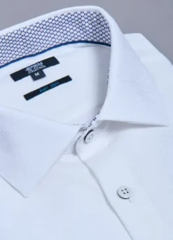 Chemise texturée en pur coton Coupe ajustée – REPASSAGE FACILE-jerem Outlet