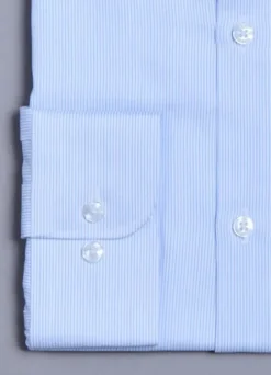 Chemise texturée à fines rayures bleues en pur coton SANS REPASSAGE – Confort fit-jerem Clearance