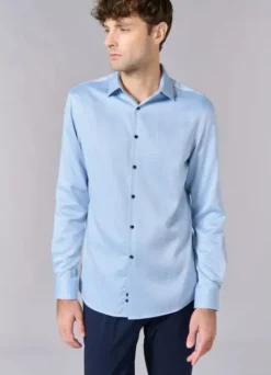 Chemise texturée à motif fantaisie en coton – Sans repassage – Comfort fit-jerem Store