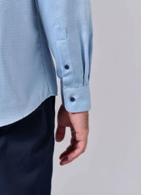 Chemise texturée à motif fantaisie en coton – Sans repassage – Comfort fit-jerem Store