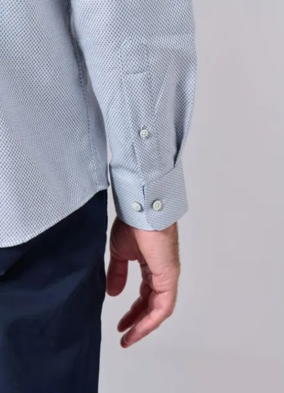 Chemise texturée à motif géométrique en pur coton – Coupe ajustée - Repassage facile-jerem Sale