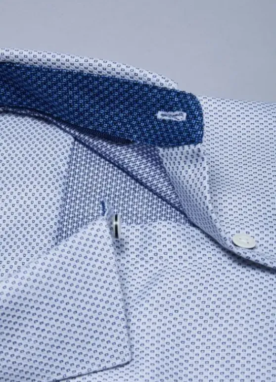Chemise texturée à motif géométrique en pur coton – Coupe ajustée - Repassage facile-jerem Sale