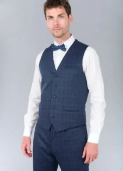 Gilet de costume extra-slim en maille stretch imprimée Prince de Galles-jerem Shop