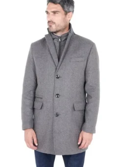 Manteau long avec parementure amovible en suédine-jerem Best Sale