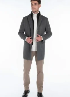 Manteau long avec parmenture amovible en suédine-jerem Cheap