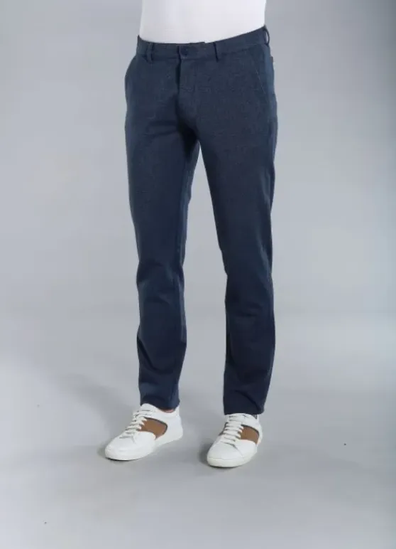 Pantalon élastiqué en sergé chiné de coton stretch-jerem Cheap
