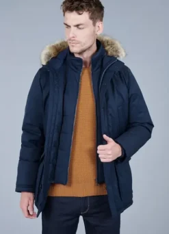 Parka en duvet avec capuche et bande en fausse fourrure amovible-jerem Cheap