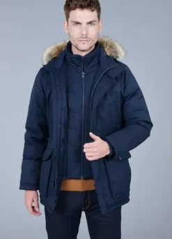 Parka en duvet avec capuche et bande en fausse fourrure amovible-jerem Cheap