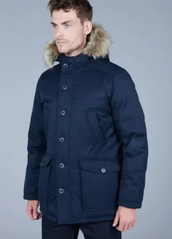 Parka en duvet avec capuche et bande en fausse fourrure amovible-jerem Cheap