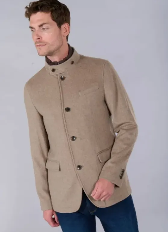 Veste à col officier en laine mélangée-jerem Sale