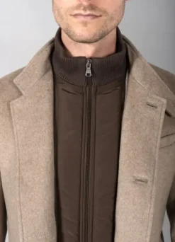 Veste à col officier en laine mélangée-jerem Sale