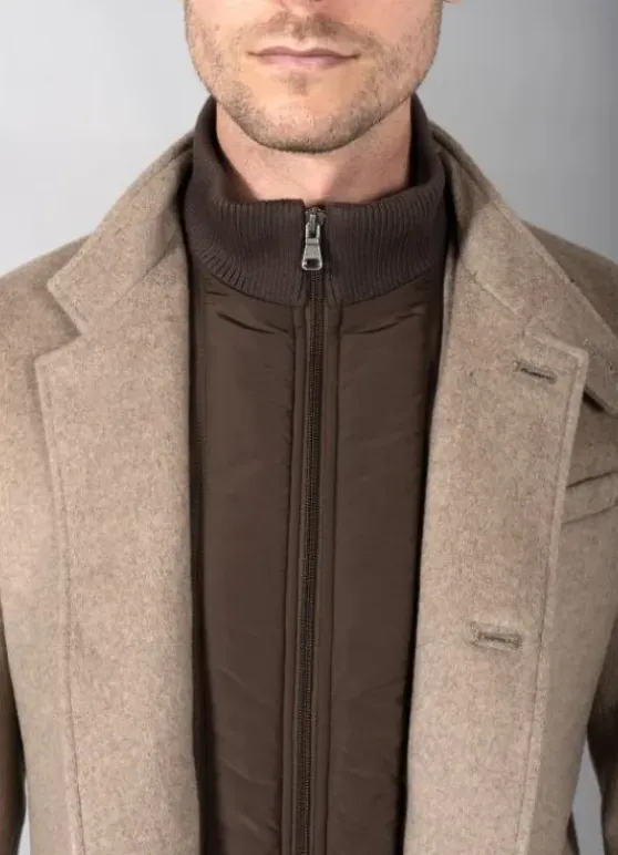 Veste à col officier en laine mélangée-jerem Sale