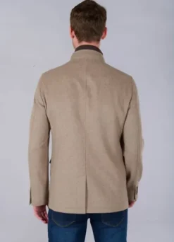 Veste à col officier en laine mélangée-jerem Sale