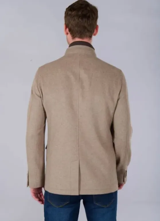 Veste à col officier en laine mélangée-jerem Sale