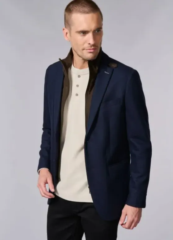 Veste en laine brossée et plastron amovible en suédine-jerem Fashion