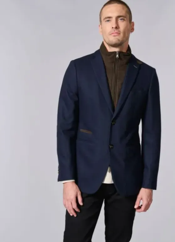 Veste en laine brossée et plastron amovible en suédine-jerem Fashion