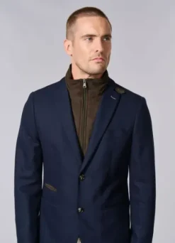 Veste en laine brossée et plastron amovible en suédine-jerem Fashion