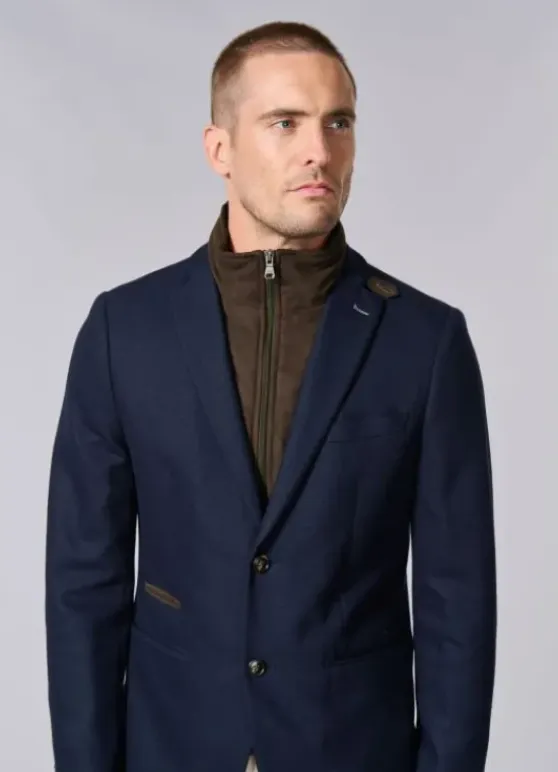 Veste en laine brossée et plastron amovible en suédine-jerem Fashion