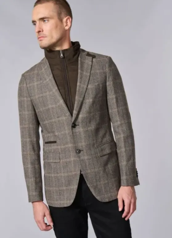 Veste souple en prince de Galles à plastron amovible en suédine-jerem Best Sale