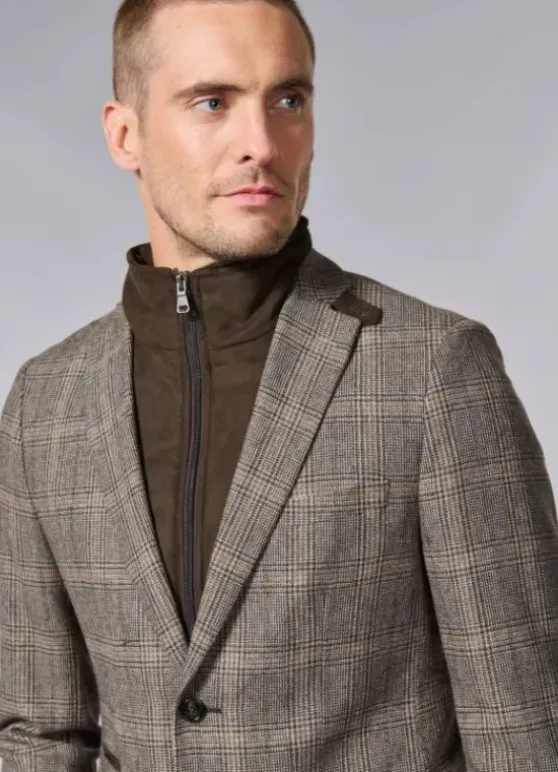Veste souple en prince de Galles à plastron amovible en suédine-jerem Best Sale